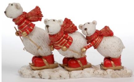 URSO TRIO VERMELHO/BRANCO RESINA