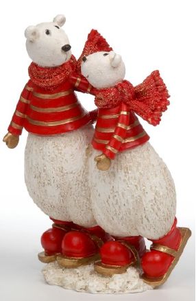 URSO CASAL VERMELHO/BRANCO RESINA