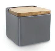 SALEIRO QUAD.11CM CERAMIC.CINZA T.BAMBOO