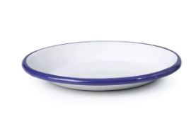 PRATO 8.5CM ESMALTE BRANCO FRISO AZUL