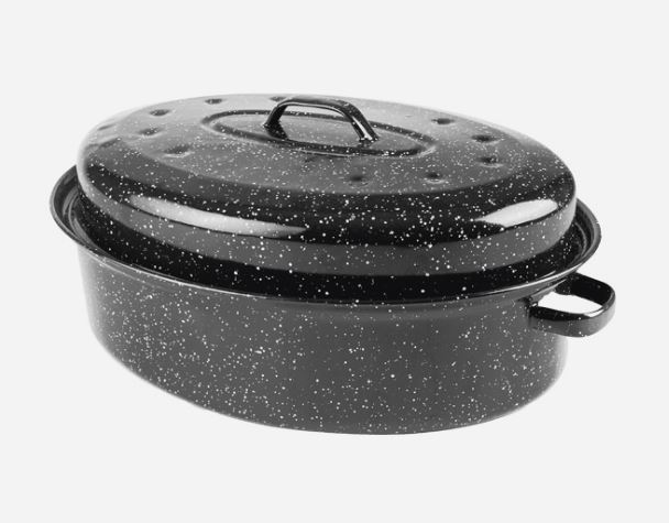 ASSAD.OVAL C/T 34X26CM PRETA AÇO ESMALTE