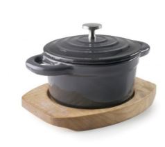 CAÇAROLA 10CM FERRO C/BASE MADEIRA