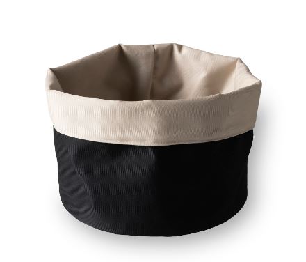 CESTO PAO Ø15CM ALT.15CM TELA PRETO/BEGE