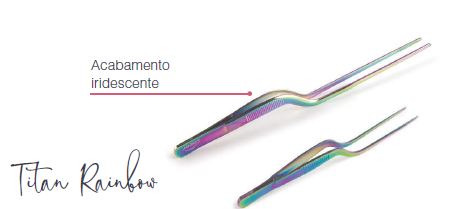 PINÇA FINA CURVA 21CM INOX TITAN RAINBOW