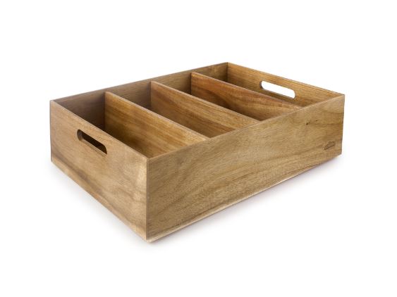 CAIXA TALHERES 4 DIV.53X32X5CM  MADEIRA