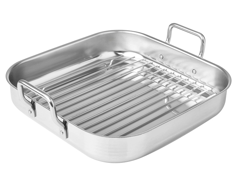 TABULEIRO C/GRELHA 27X27CM INOX SADO