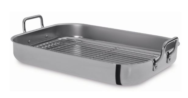 TABULEIRO C/GRELHA 36X27CM INOX SADO