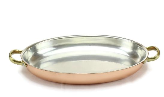 FRIGIDEIRA OVAL 30CM C/2ASAS COBRE/INOX