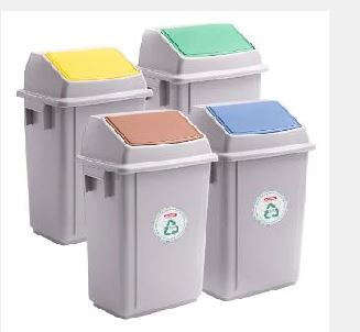 BALDE LIXO 40L RECICLAGEM TAMPA AMARELO