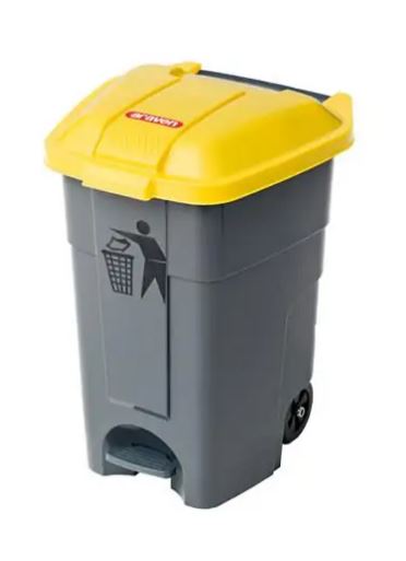 BALDE LIXO 50L C/PEDAL TAMPA AMARELA