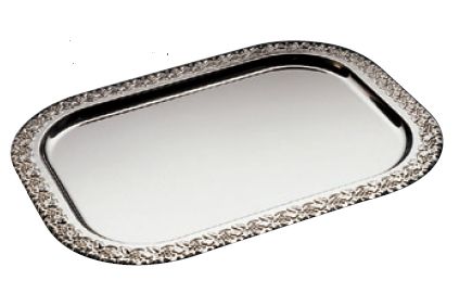 BANDEJA RECT.50*38CM INOX BORDO DECORADO