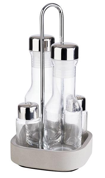 GALHETEIRO 4P ELEMENT CIMENTO VIDRO INOX