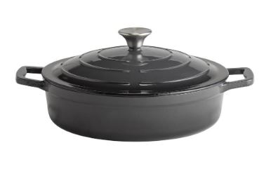 CAÇAROLA BAIXA Ø28CM-3L FERRO CINZA
