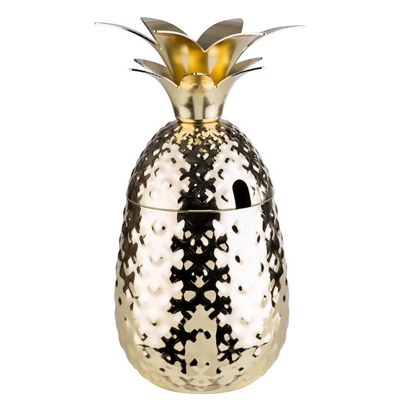 CANECA 0.5L ANANAS INOX DOURADA
