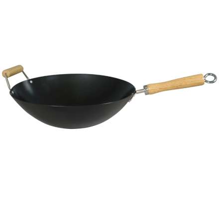 WOK AÇO CARBONO C/C+PEGA 34CM AA