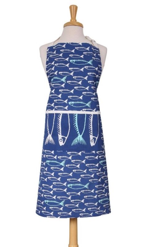 AVENTAL 90X80CM PEIXES AZUL/BRANCO ALGOD