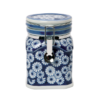 FRASCO 0.9L C/MOLA FLORES COBALTO