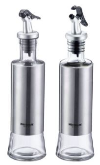 CJ.2 GALHETAS 300ML C/TAMPA VIDRO/INOX