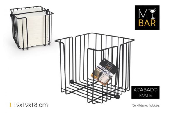 PORTA GUARDANAPOS 19X19CM INOX PRETO