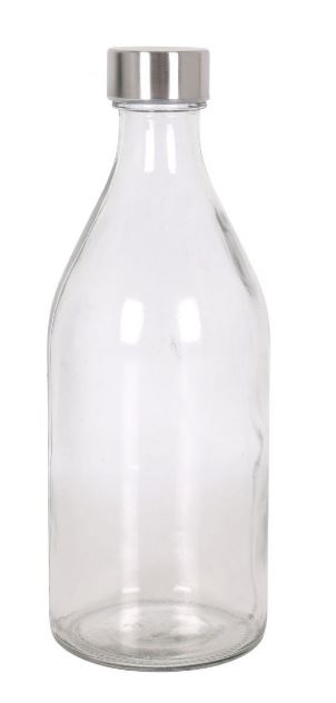 GARRAFA 1L VIDRO C/TAMPA INOX