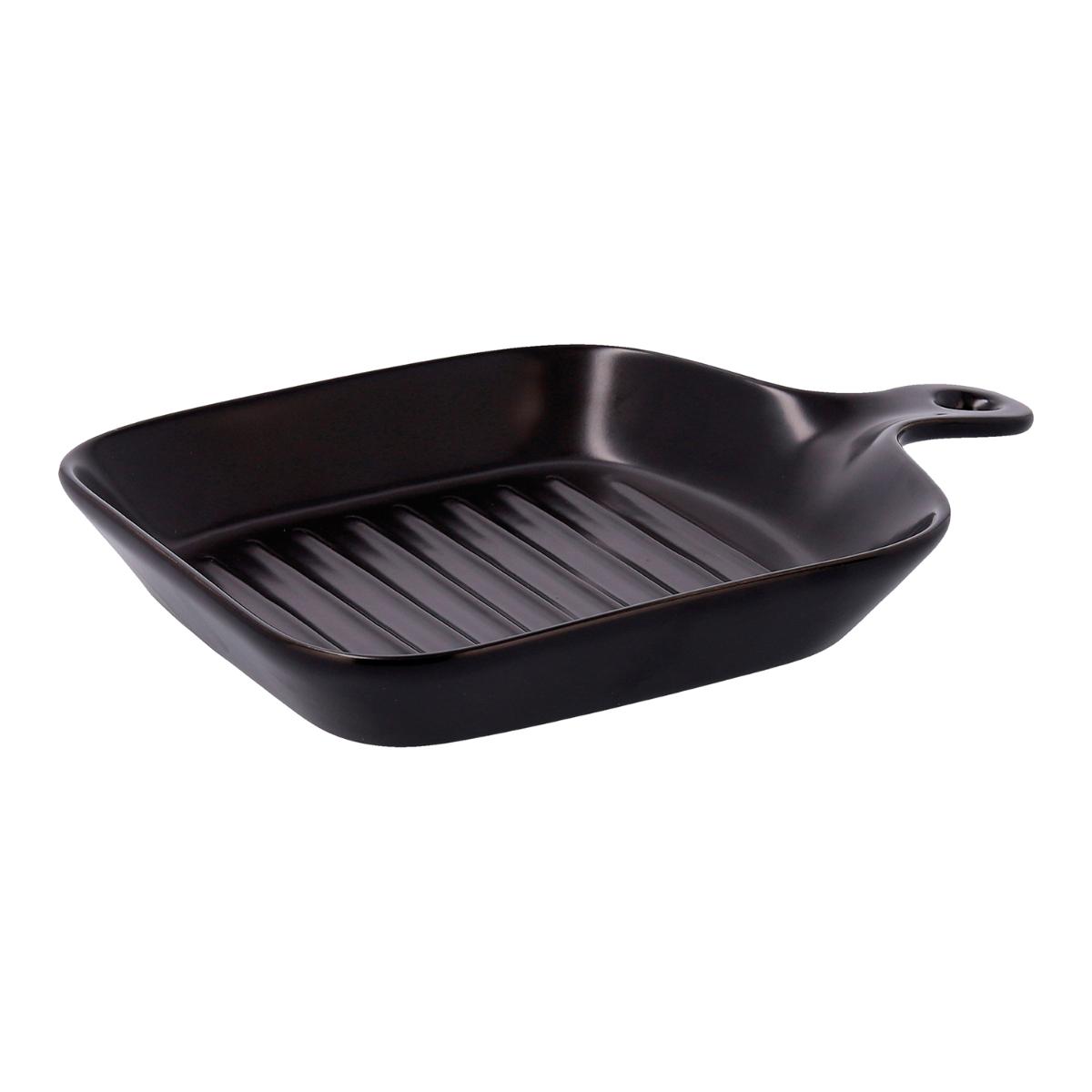 GRELHADOR QUAD.23CM PRETO PORCELANA#