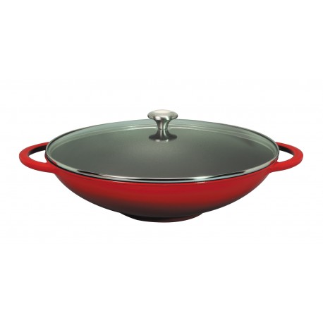 WOK C/TAMPA VIDRO CHILLI VERMELHA FERRO