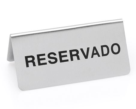 PLACA RESERVADO 10X5CM INOX