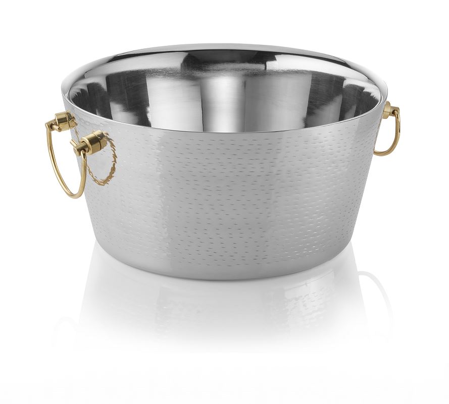 CHAMPANHEIRA Ø34CM C/ASAS DOURADAS INOX