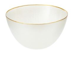 TAÇA Ø28CM BRANCO FRISO DOURADO#