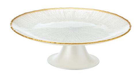 PRATO BOLO Ø21CM C/PE VIDRO  BRANCO#
