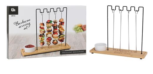 CJ.BARBECUE 6 PCS MADEIRA/METAL