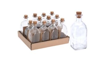 GARRAFA 120ML VIDRO QUAD.C/T CORTIÇA#