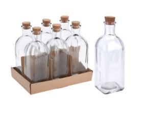 GARRAFA 500ML VIDRO QUAD.C/T CORTIÇA#