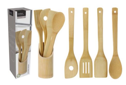 PORTA UTENSILIOS COZINHA C/4P BAMBOO#