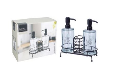 DISPENSADOR SABAO 3PÇS VIDRO/METAL PR#