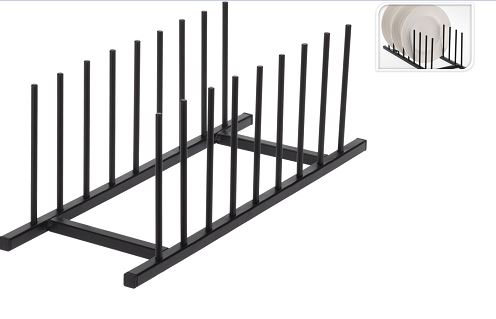 SUPORTE PRATOS 34X12CM PRETO METAL#