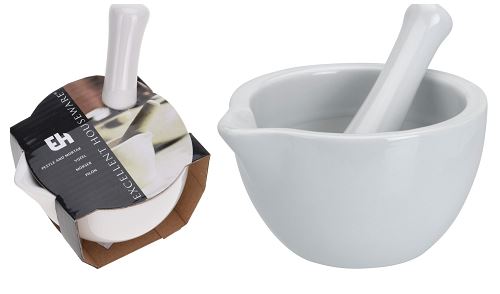ALMOFARIZ C/PILAO Ø10CM BRANCO PORCELAN#