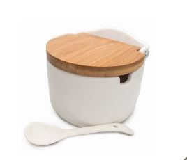 SALEIRO C/COLHER PORCELANA/BAMBOO