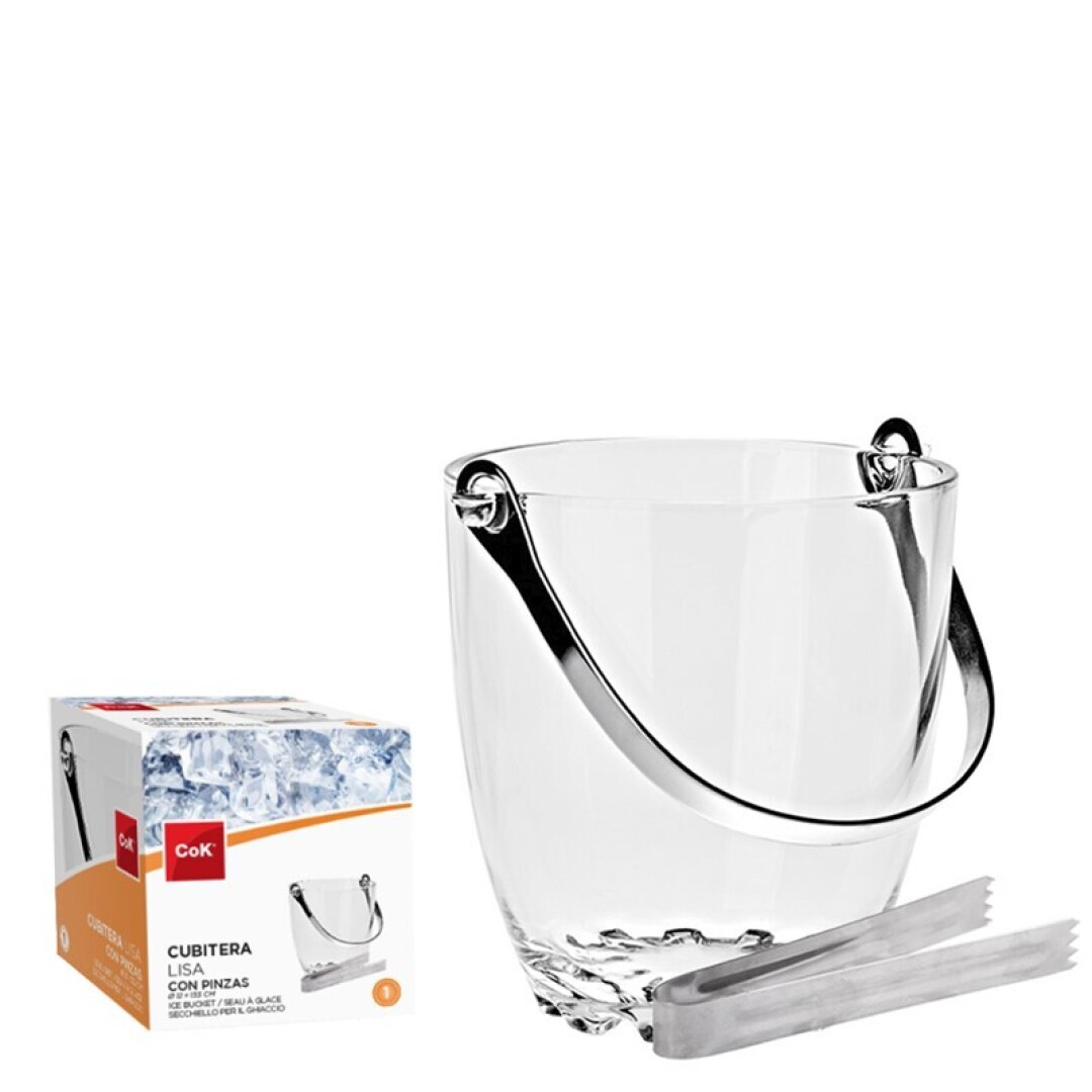 BALDE GELO VIDRO LISO Ø12CM-1LC/ASA+PINÇ