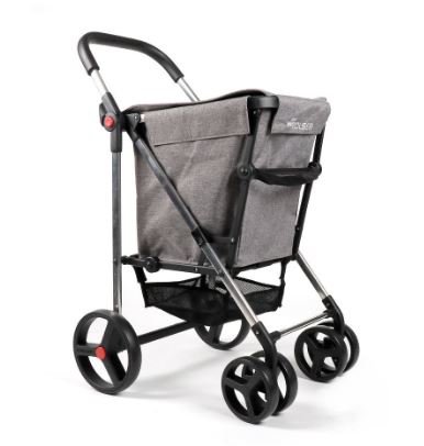 CARRO COMPRAS 4 RODAS BASKET TWEED CINZA