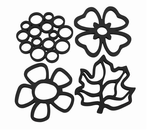 BASE QUENTES PRETA FLOR SILICONE