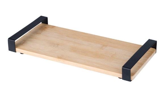 TABUA 50X14.5CM MADEIRA/METAL ASA PRETA